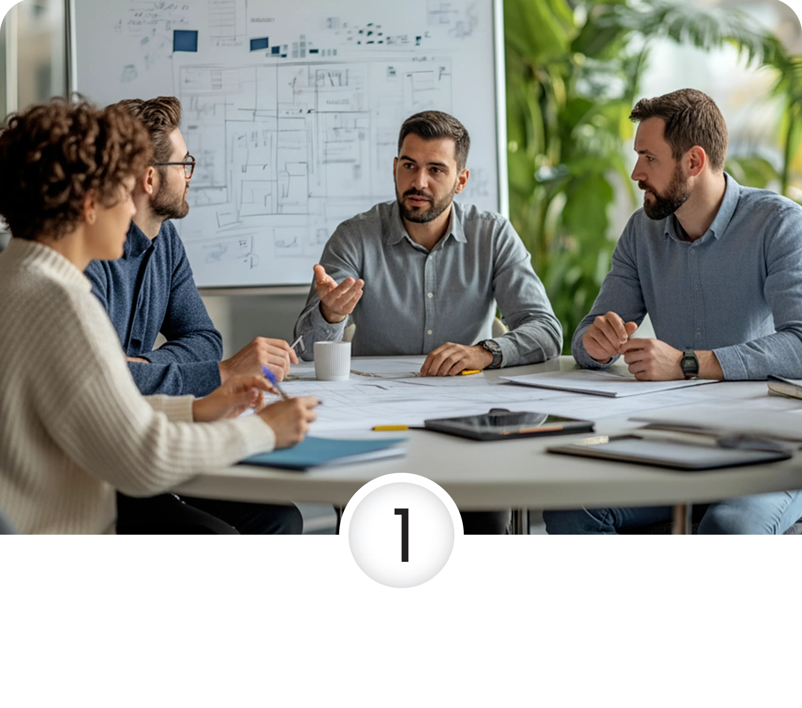 4 people sitting around a table
