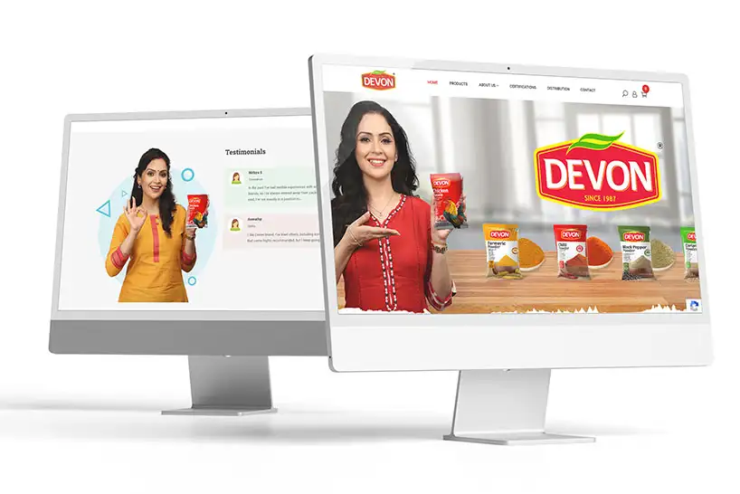 Devon Foods Limited website shown in two computer screens in a white background