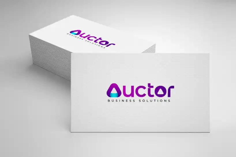 Auctor’s purple company logos placed on white boxes in a white background